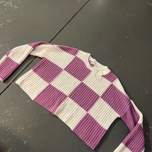 moon & madison Purple and Cream Checkered Sweater